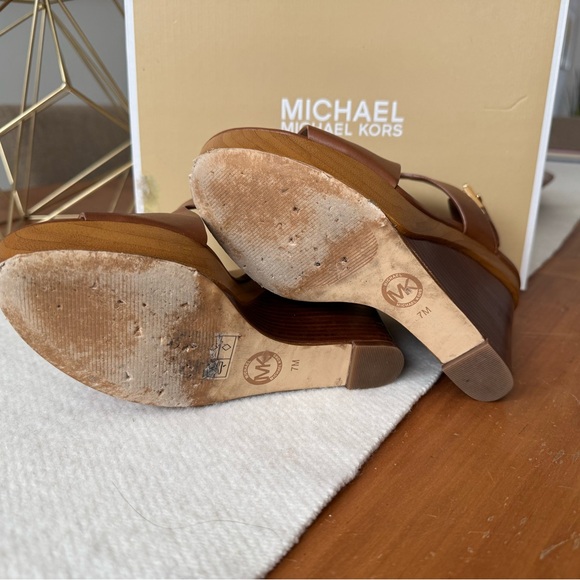 Michael Kors Josephine Wedge Womens Leather Open Toe Wedge Heels size 7 - Picture 6 of 9